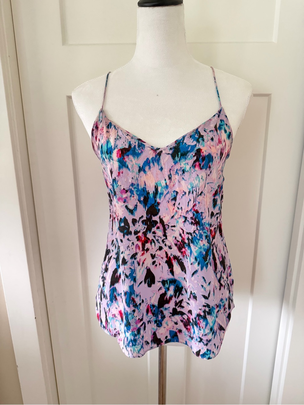 J. Crew 100% silk Lavender Floral Spaghetti-Strap Cami